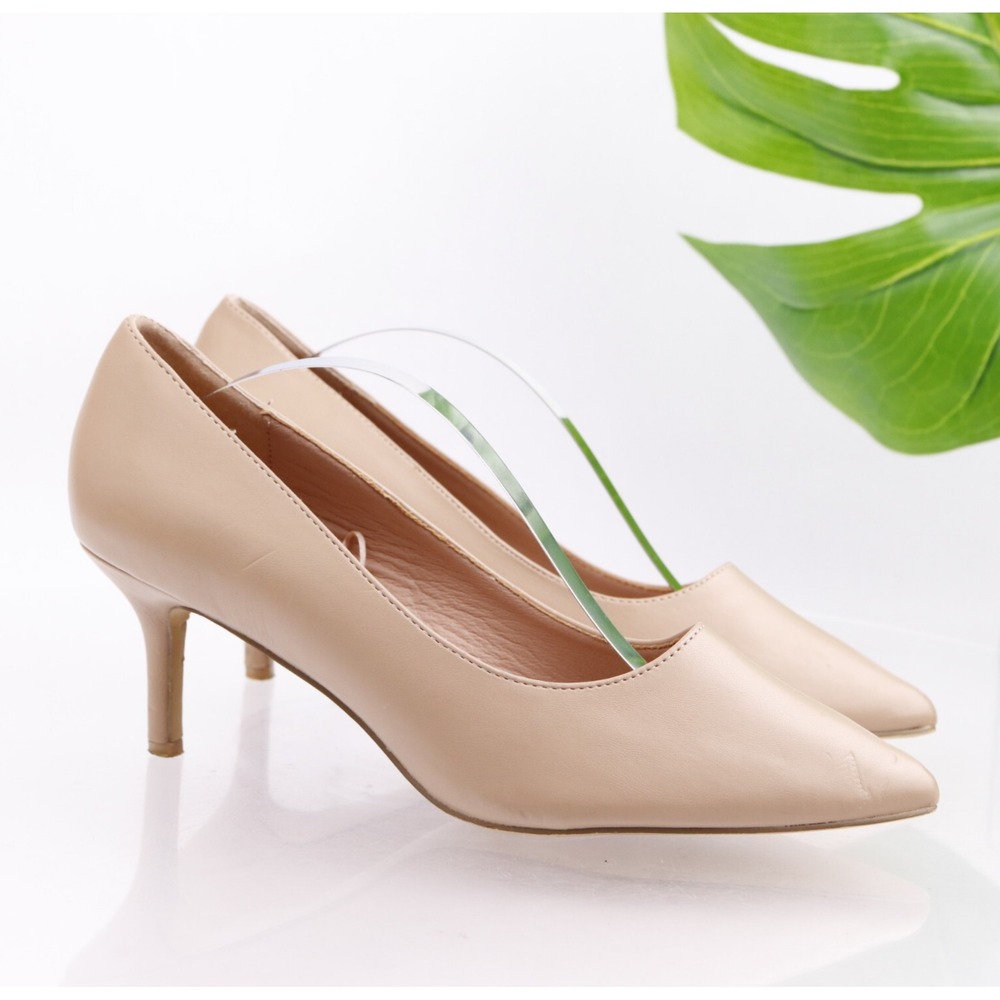 French Connection Womens Pumps Size 9 Tan Nude Pointed Toe Kitten Heel Shoes